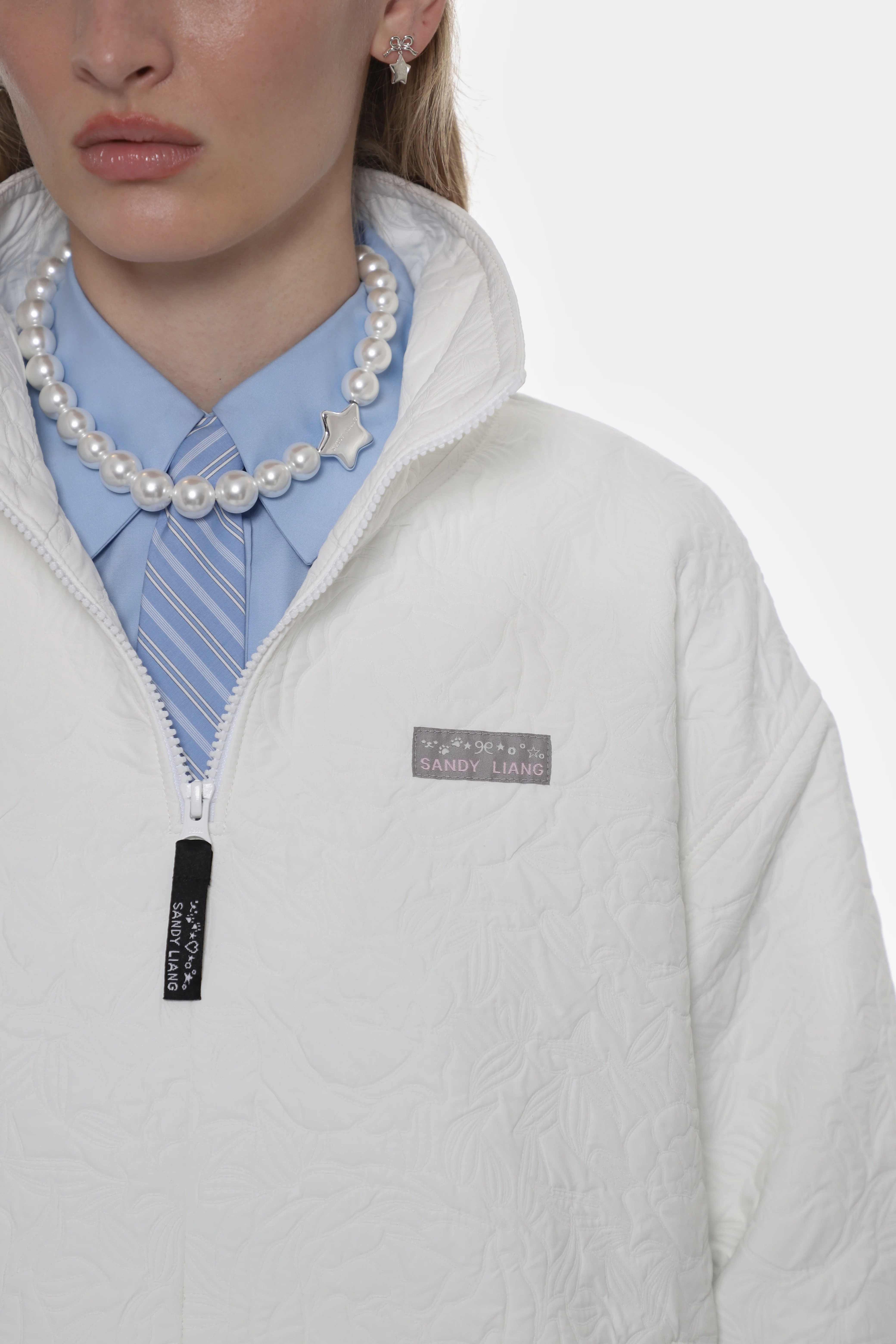 ASCHER PULLOVER IN WHITE JACQUARD - Image 3