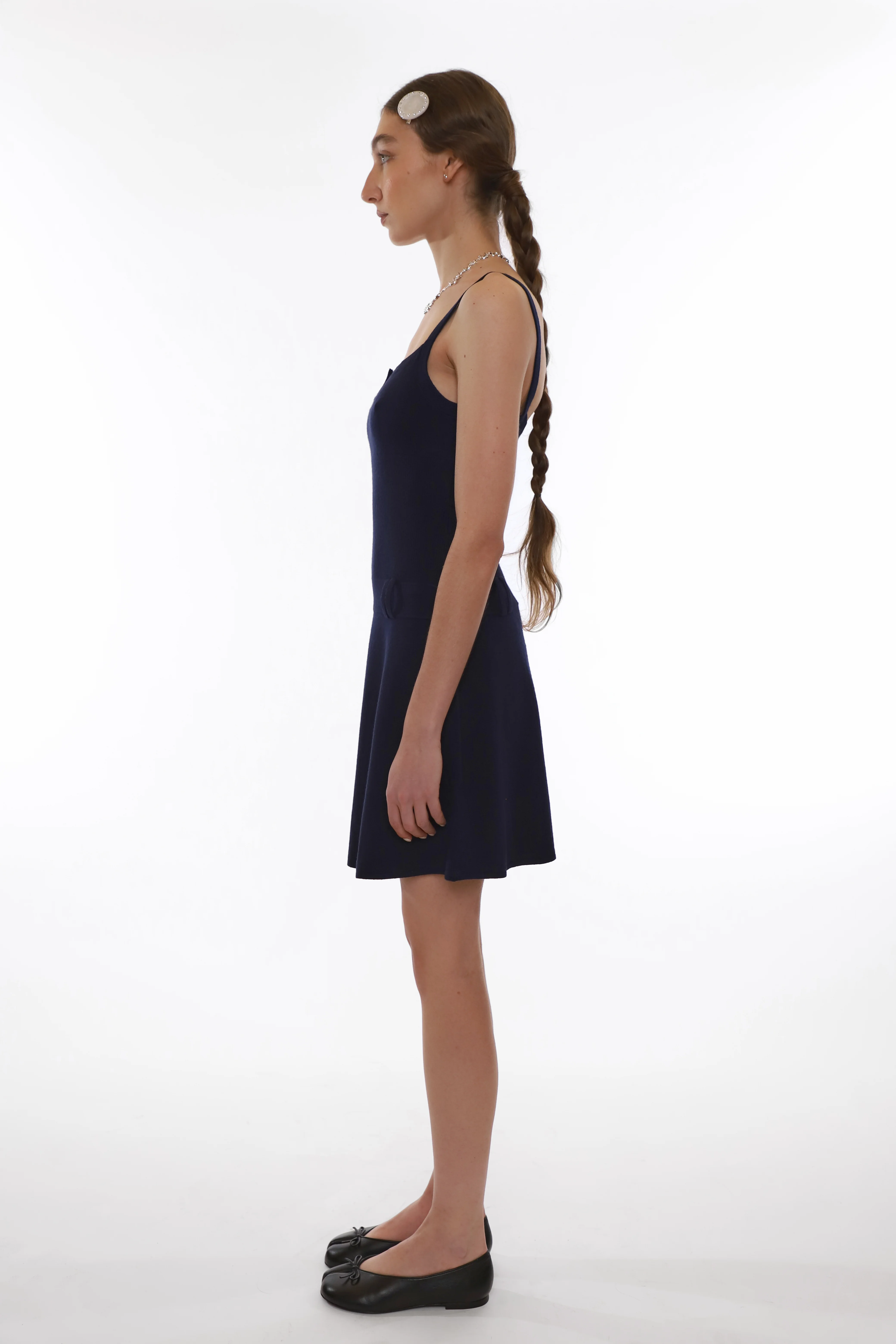 GLACE DRESS IN DARK NAVY - Image 3